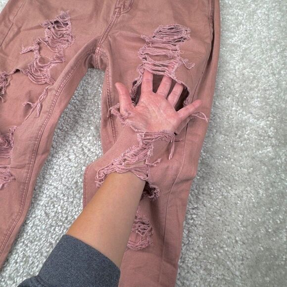 American Eagle Mom Jean Pink Distressed Ripped 10 X-Short - Picture 5 of 13